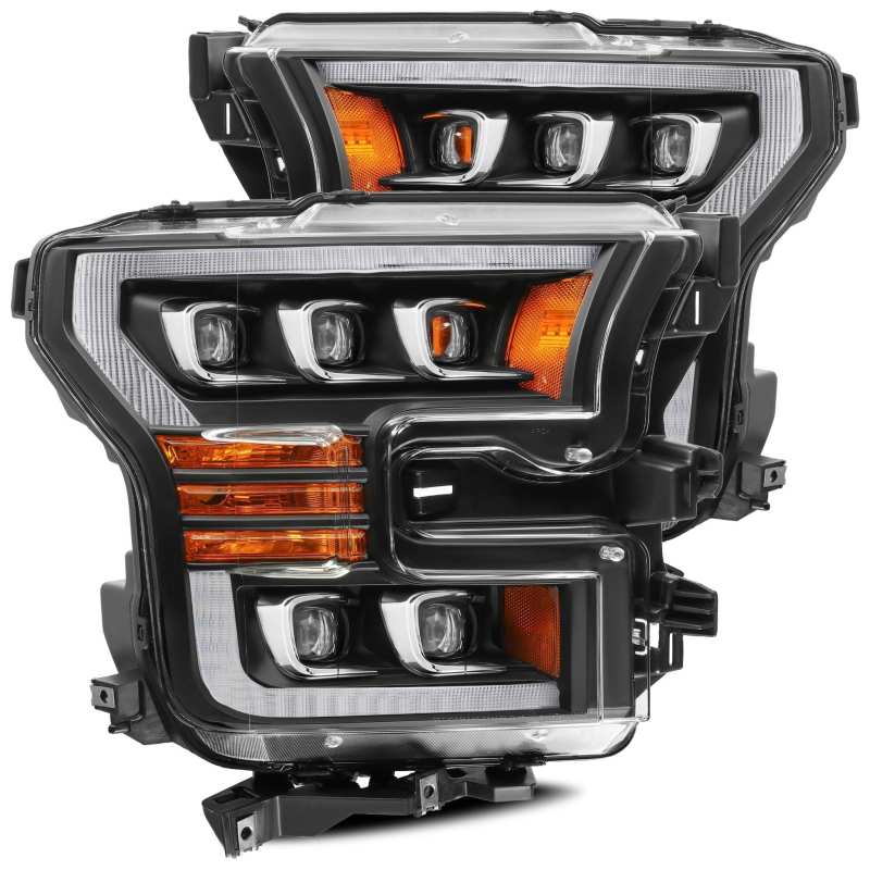 AlphaRex 17-20 Ford Raptor NOVA LED Proj Headlights Plank Style Matte Black w/Activ Light/Seq Signal-Headlights-Deviate Dezigns (DV8DZ9)