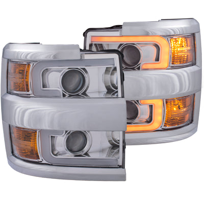 ANZO Projector Headlights 15-17 Chevrolet Silverado 2500HD / 3500HD Chrome w/ Chrome Rim-Headlights-Deviate Dezigns (DV8DZ9)