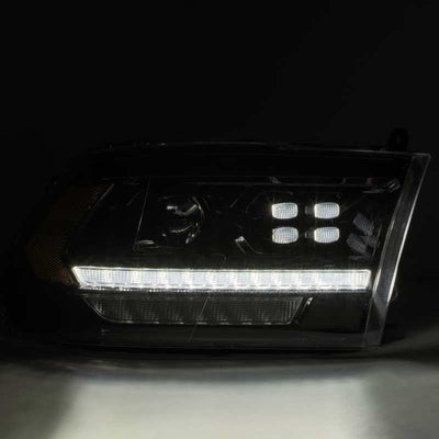 AlphaRex 09-18 Dodge Ram 1500HD PRO-Series Proj Headlight Plnk Style Blk w/Chrm Acc w/Seq Signal/DRL-Headlights-Deviate Dezigns (DV8DZ9)