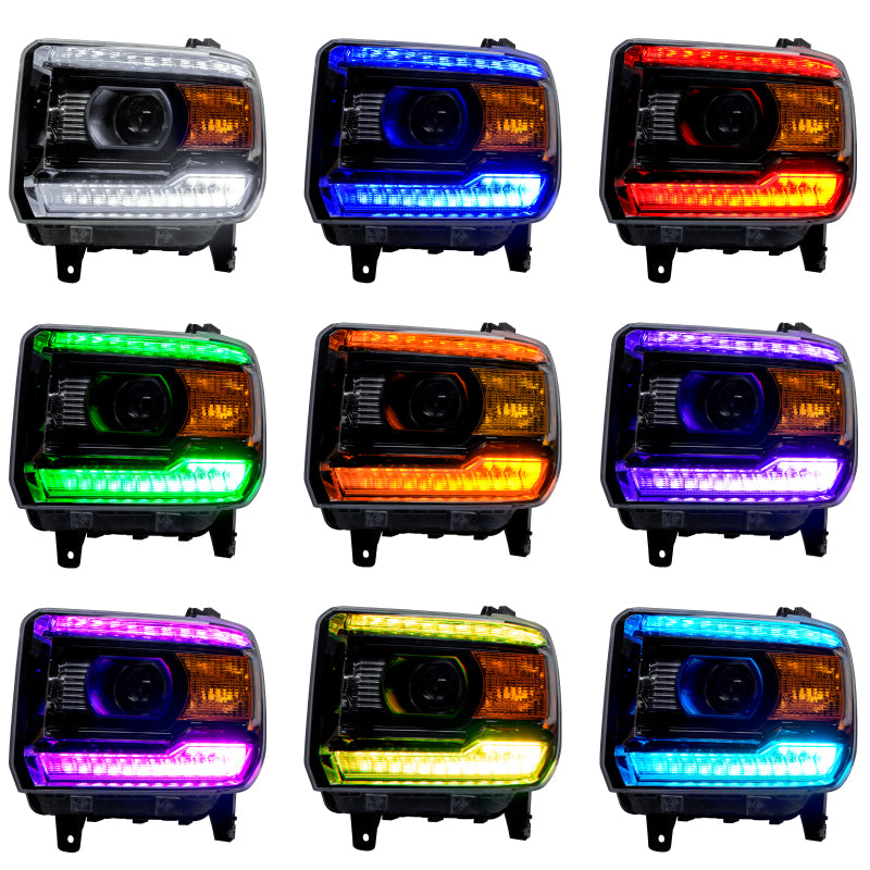 Oracle 14-15 GMC Sierra Headlight DRL Upgrade Kit - ColorSHIFT SEE WARRANTY-Headlights-Deviate Dezigns (DV8DZ9)