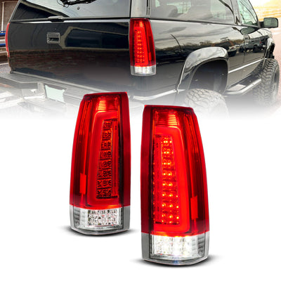 ANZO 88-99 Chevy C/K1500/2500/3500 Full LED Light Tube Taillights Chrome Housing Red/Clear Lens-Headlights-Deviate Dezigns (DV8DZ9)