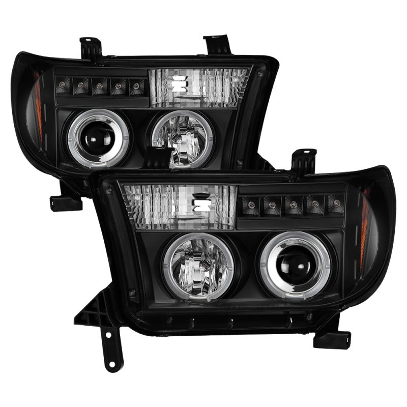 Spyder Toyota Tundra 07-133 Projector Headlights LED Halo LED Blk PRO-YD-TTU07-HL-BK-Headlights-Deviate Dezigns (DV8DZ9)