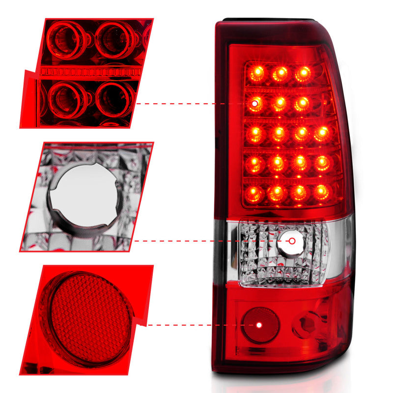 ANZO 2003-2006 Chevrolet Silverado 1500 LED Taillights Red/Clear-Tail Lights-Deviate Dezigns (DV8DZ9)