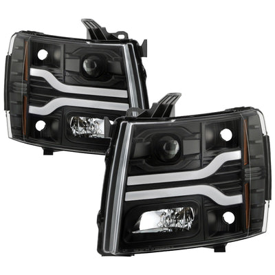 Spyder Chevy Silverado 1500 07-13/2500HD/3500HD 07-14 LED Black PRO-YD-CS07V3PL-BK-Headlights-Deviate Dezigns (DV8DZ9)