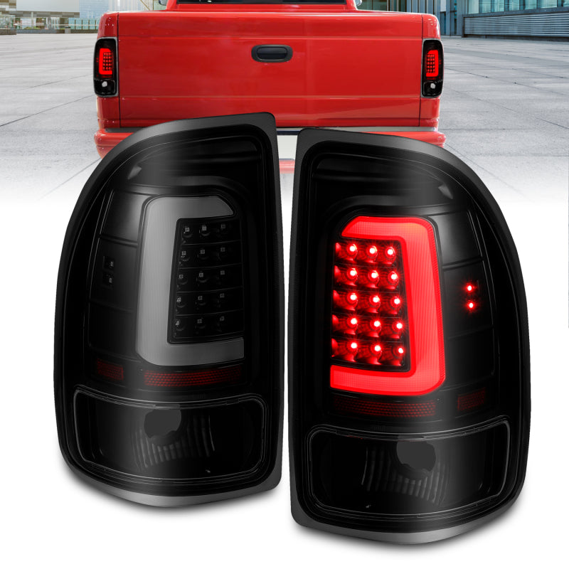 ANZO 1997-2004 Dodge Dakota LED Taillights Black Housing Smoke Lens Pair-Tail Lights-Deviate Dezigns (DV8DZ9)