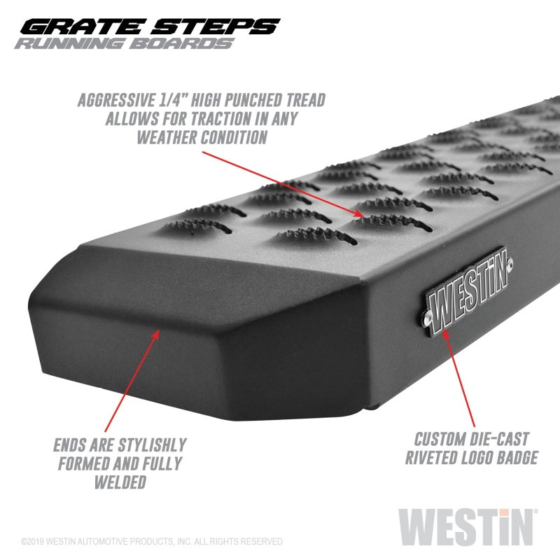 Westin Grate Steps Running Boards 90 in - Textured Black-Running Boards-Deviate Dezigns (DV8DZ9)