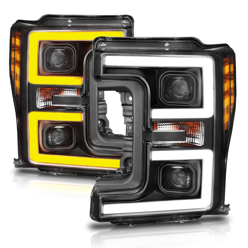 ANZO LED Headlights 17-18 Ford F-250 Super Duty Plank-Style L.E.D. Headlight Black (Pair)-Headlights-Deviate Dezigns (DV8DZ9)