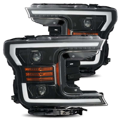 AlphaRex 18-19 Ford F-150 PRO-Series Proj Headlights Plank Style Gloss Blk w/Activ Light/Seq Signal-Headlights-Deviate Dezigns (DV8DZ9)