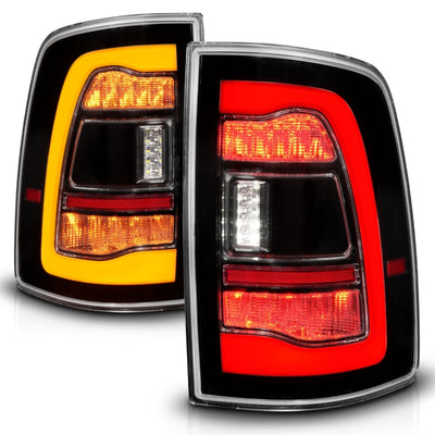 ANZO 09-18 Dodge Ram 1500 Sequential LED Taillights Black w/Switchback Amber Signal-Tail Lights-Deviate Dezigns (DV8DZ9)