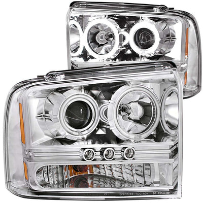 ANZO 2005-2007 Ford Excursion Projector Headlights w/ Halo Chrome w/ LED Strip (CCFL) 1pc-Headlights-Deviate Dezigns (DV8DZ9)