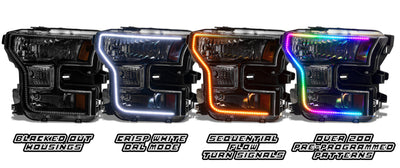 Oracle 15-17 Ford F-150 Dynamic RGB+A Pre-Assembled Headlights Halogen - Blk Edition - SEE WARRANTY-Headlights-Deviate Dezigns (DV8DZ9)