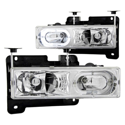 ANZO 1988-1998 Chevrolet C1500 Crystal Headlights Chrome w/ Halo-Headlights-Deviate Dezigns (DV8DZ9)