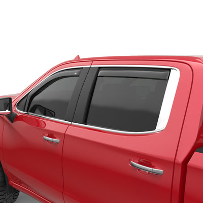 EGR 2019 Chevy 1500 Crew Cab In-Channel Window Visors - Dark Smoke-Wind Deflectors-Deviate Dezigns (DV8DZ9)