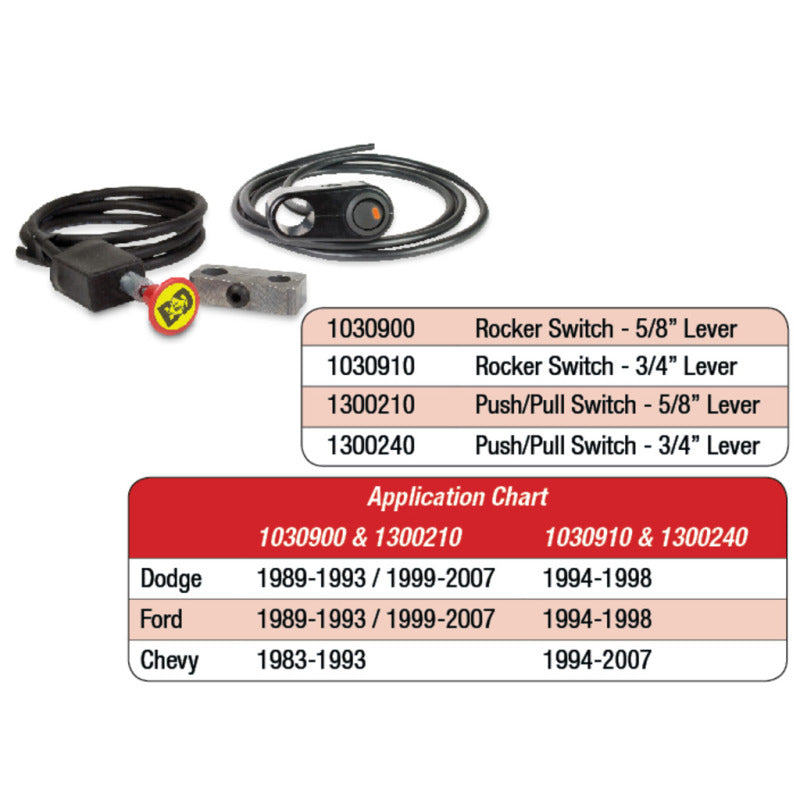 BD Diesel Rocker Switch Kit Exhaust Brake - 5/8in Manual Lever-Exhaust Brakes-Deviate Dezigns (DV8DZ9)