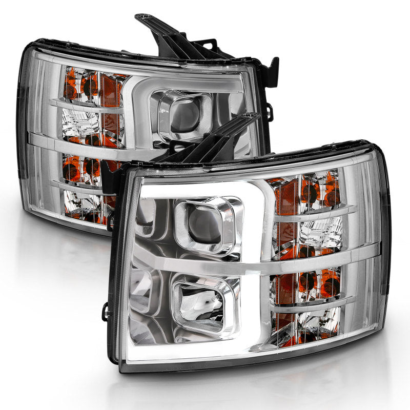 ANZO 2007-2013 Chevy Silverado 1500 Projector Plank Style Chrome Amber-Headlights-Deviate Dezigns (DV8DZ9)