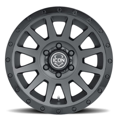 ICON Compression 18x9 6x5.5 0mm Offset 5in BS 106.1mm Bore Double Black Wheel-Wheels - Cast-Deviate Dezigns (DV8DZ9)