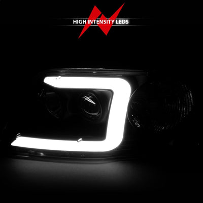 ANZO 1997-2003 Ford F-150 Projector Headlights w/ Light Bar Chrome Housing-Headlights-Deviate Dezigns (DV8DZ9)