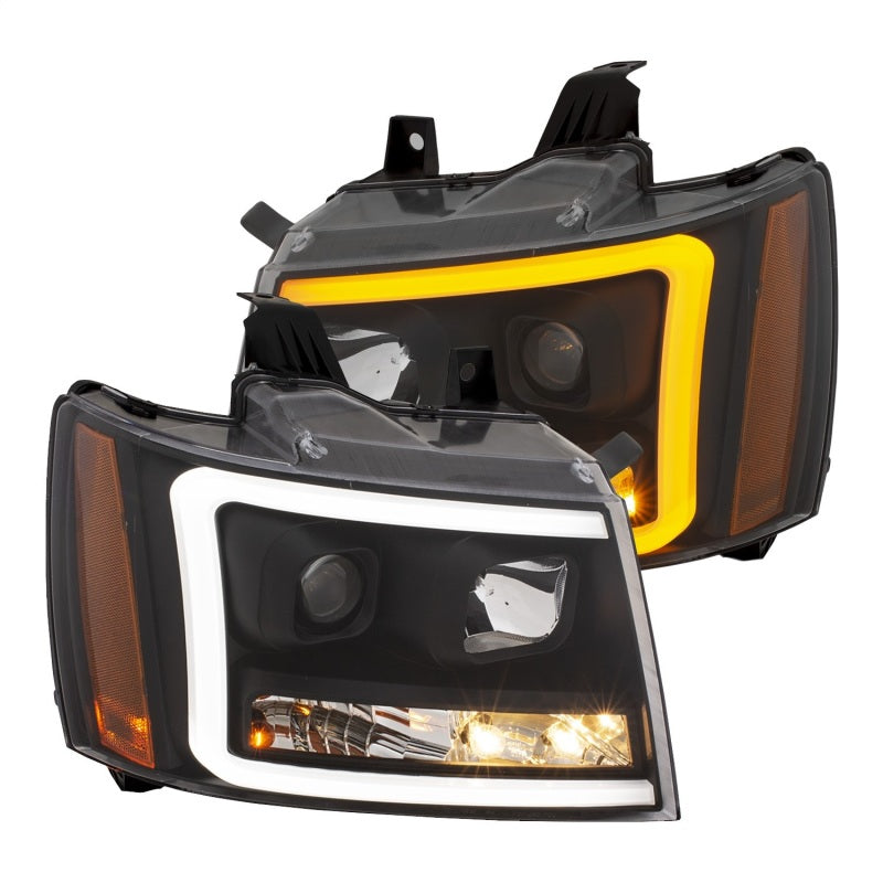 ANZO 07-14 Chevy Tahoe Projector Headlights w/ Plank Style Design Black w/ Amber-Headlights-Deviate Dezigns (DV8DZ9)