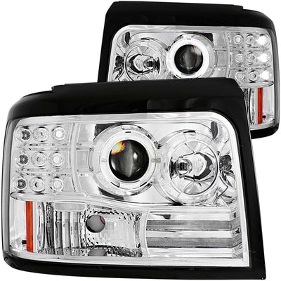 ANZO 1992-1996 Ford F-150 Projector Headlights w/ Halo Chrome w/ Side Markers and Parking Lights-Headlights-Deviate Dezigns (DV8DZ9)