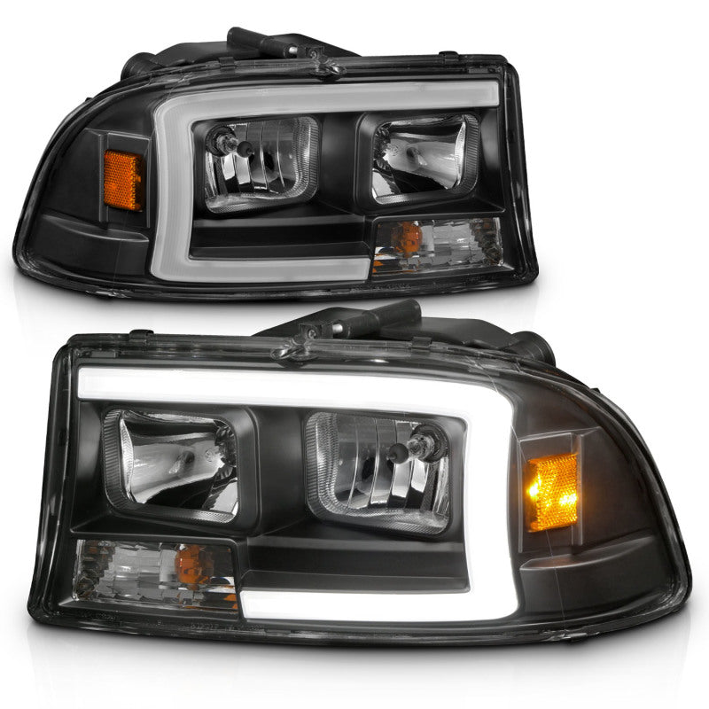 ANZO 97-04 Dodge Dakota/Durango Crystal headlight Set w/ Light Bar Black Housing-Headlights-Deviate Dezigns (DV8DZ9)