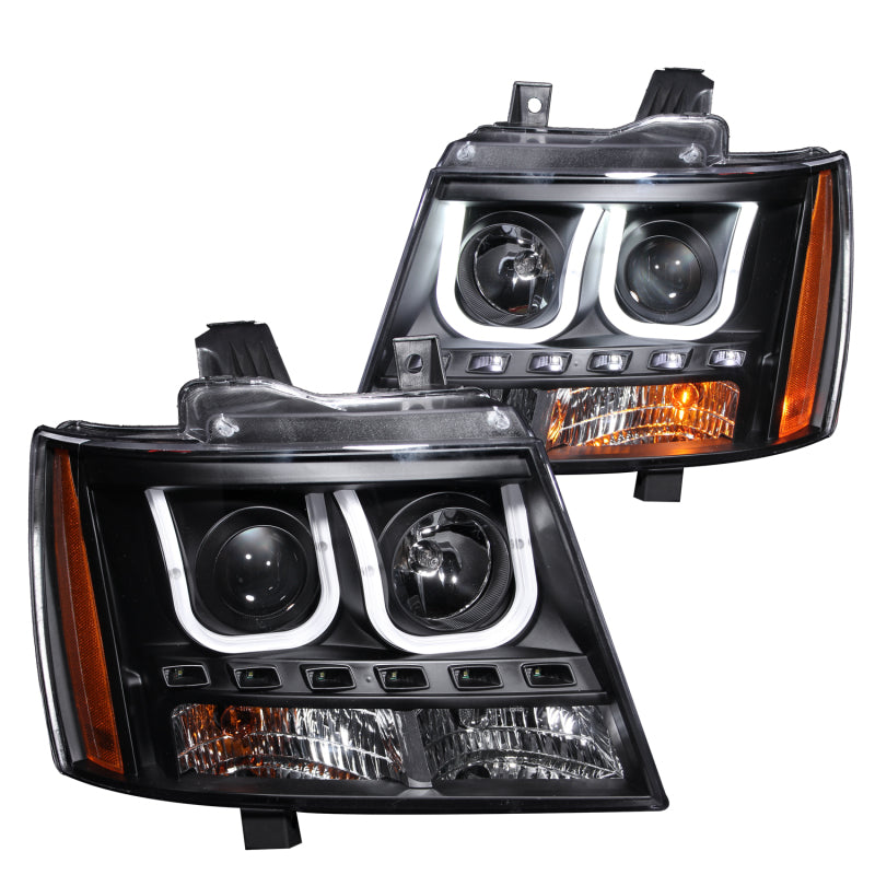 ANZO 2007-2013 Chevrolet Avalanche Projector Headlights w/ U-Bar Black-Headlights-Deviate Dezigns (DV8DZ9)