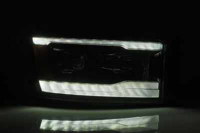 AlphaRex 06-08 Dodge Ram 1500HD PRO-Series Proj Headlights Plank Style Alpha Black w/Seq Signal/DRL-Headlights-Deviate Dezigns (DV8DZ9)