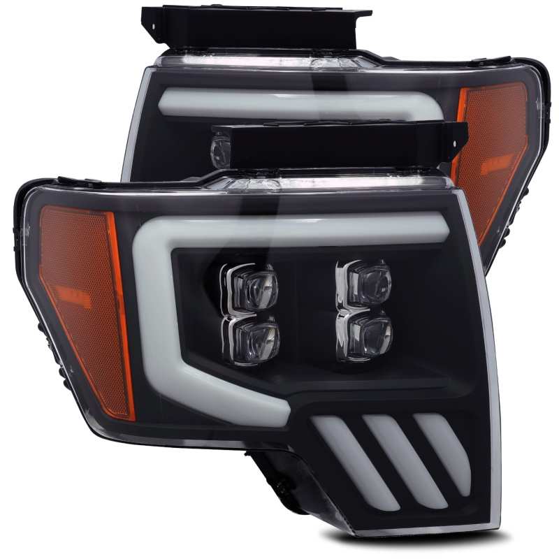 AlphaRex 09-14 Ford F-150 NOVA LED Proj Headlights Plank Style Matte Black w/Activ Light/Seq Signal-Headlights-Deviate Dezigns (DV8DZ9)