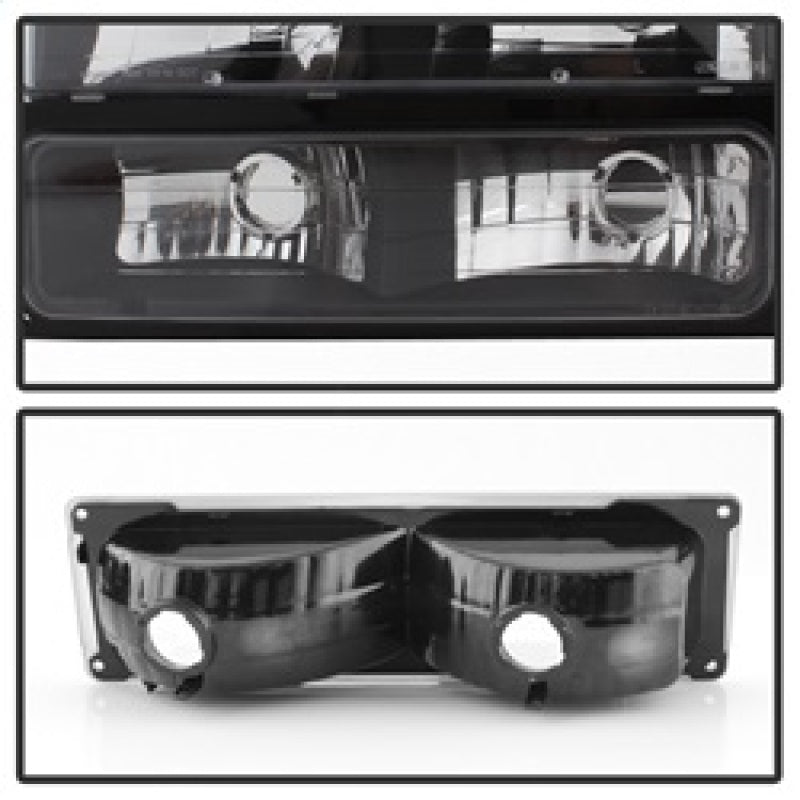 Xtune Chevy Suburban 94-98 Headlights w/ Corner & Parking Lights 8pcs Black HD-JH-CCK88-AM-BK-SET-Headlights-Deviate Dezigns (DV8DZ9)