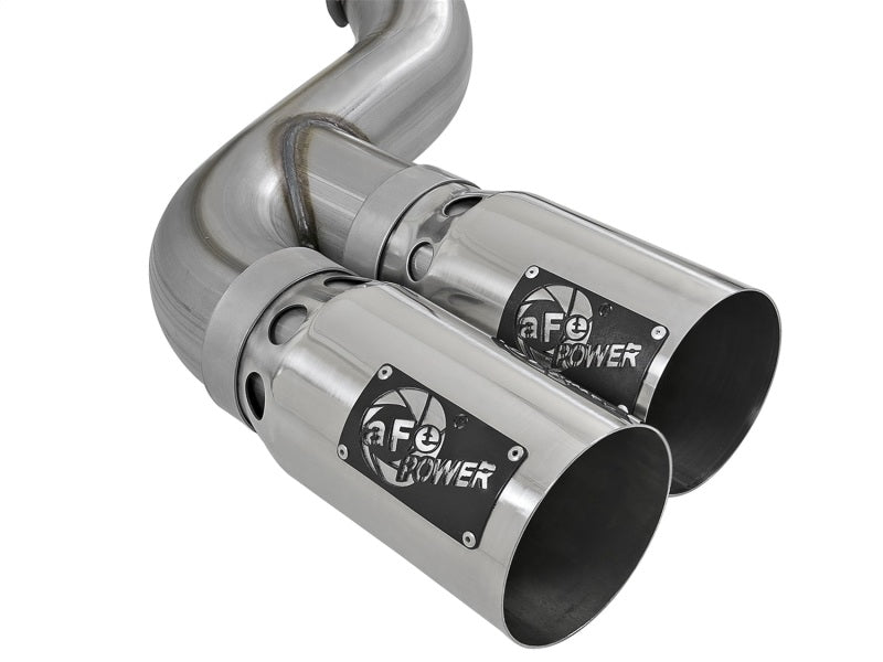 aFe Rebel XD 4in SS Down-Pipe Back Exhaust w/Dual Polished Tips 17-18 Ford Diesel Trucks V8-6.7L(td)-DPF Back-Deviate Dezigns (DV8DZ9)