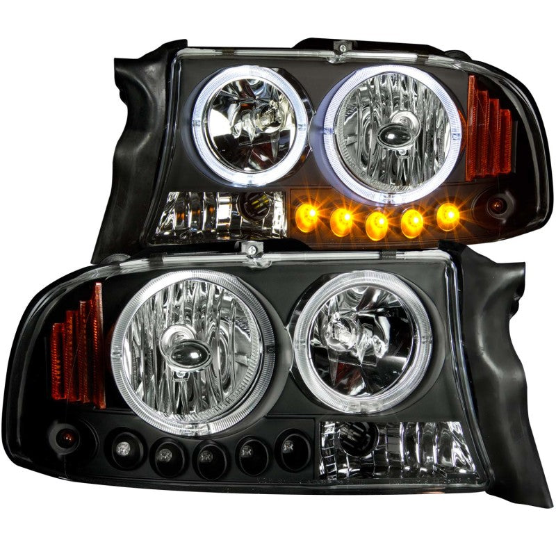 ANZO 1997-2004 Dodge Dakota Projector Headlights w/ Halo Black 1 pc-Headlights-Deviate Dezigns (DV8DZ9)