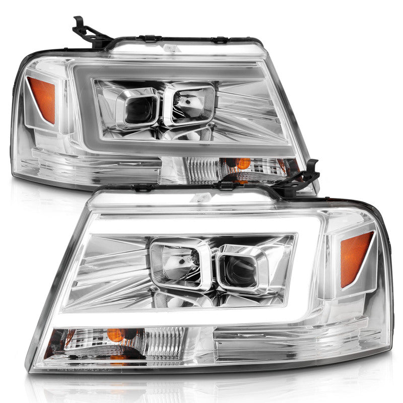 ANZO 2004-2008 Ford F-150 Projector Headlights w/ Light Bar Chrome Housing-Headlights-Deviate Dezigns (DV8DZ9)