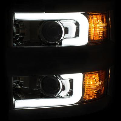 ANZO Projector Headlights 15-17 Chevrolet Silverado 2500HD / 3500HD Chrome w/ Chrome Rim-Headlights-Deviate Dezigns (DV8DZ9)