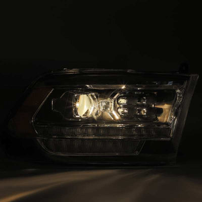 AlphaRex 09-18 Dodge Ram 1500HD PRO-Series Proj Headlight Plnk Style Blk w/Chrm Acc w/Seq Signal/DRL-Headlights-Deviate Dezigns (DV8DZ9)