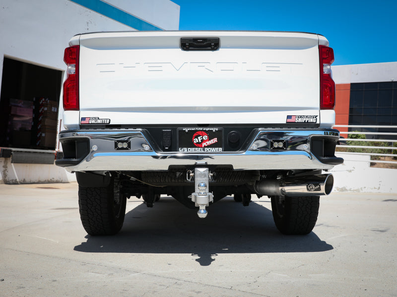 aFe Large Bore-HD 5 IN 409 SS DPF-Back Exhaust System w/Polished Tip 20-21 GM Truck V8-6.6L-Catback-Deviate Dezigns (DV8DZ9)