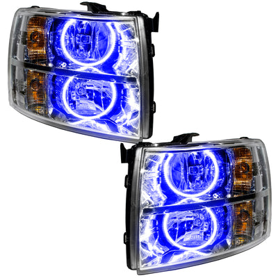 Oracle Lighting 07-13 Chevrolet Silverado Pre-Assembled LED Halo Headlights - Blue SEE WARRANTY-Headlights-Deviate Dezigns (DV8DZ9)