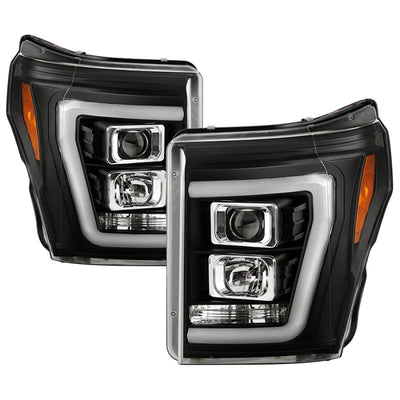 Spyder Ford F250/350/450 11-16 V2 High-Power LED Headlights-White Light Bar-Black PRO-YD-FS11V2PL-BK-Headlights-Deviate Dezigns (DV8DZ9)