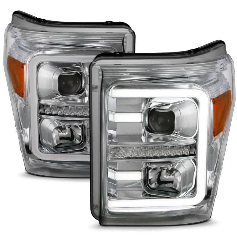 ANZO 11-16 Ford F-250/F-350/F-450 Projector Headlights w/ Plank Style Switchback Chrome w/Amber-Headlights-Deviate Dezigns (DV8DZ9)