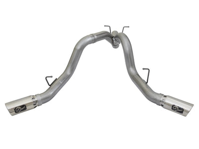 aFe Large Bore-HD 4in 409-SS DPF-Back Exhaust w/Dual Polished Tips 2017 GM Duramax V8-6.6L (td) L5P-DPF Back-Deviate Dezigns (DV8DZ9)