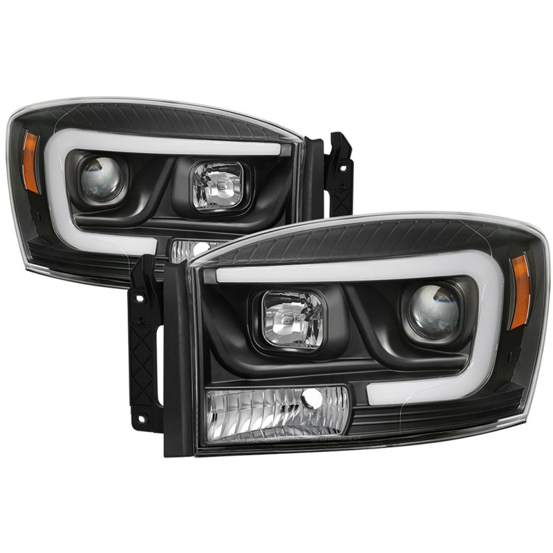 Spyder Dodge Ram 1500 06-08 V2 Projector Headlights - Light Bar DRL - Black (PRO-YD-DR06V2-LB-BK)-Headlights-Deviate Dezigns (DV8DZ9)