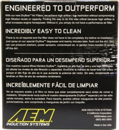 AEM DryFlow Conical Air Filter 5.5in Base OD / 4.75in Top OD / 5in Height-Air Filters - Universal Fit-Deviate Dezigns (DV8DZ9)