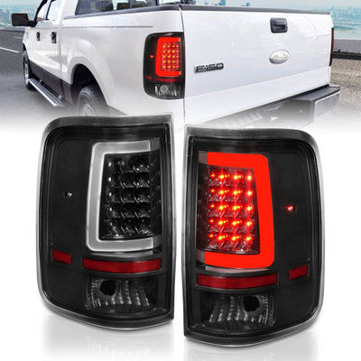 ANZO 2004-2006 Ford F-150 LED Tail Lights w/ Light Bar Black Housing Clear Lens-Tail Lights-Deviate Dezigns (DV8DZ9)