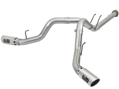 aFe ATLAS 4in DPF-Back Alum Steel Exhaust System w/Polished Tip 2017 Ford Diesel Trucks V8-6.7L (td)-DPF Back-Deviate Dezigns (DV8DZ9)