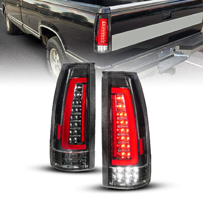 ANZO 88-99 Chevy/GMC C/K1500/2500/3500 Full LED Light Tube Taillights Black Housing Clear Lens-Tail Lights-Deviate Dezigns (DV8DZ9)