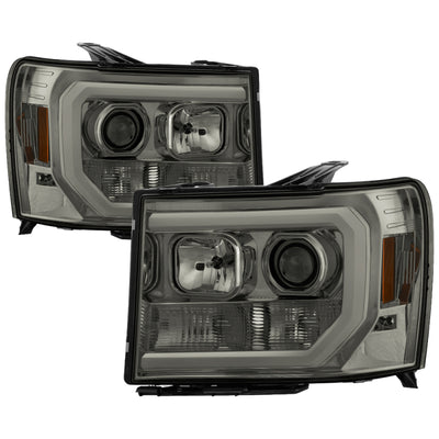 Spyder GMC Sierra 1500/2500/3500 07-13 V2 Projector Headlights - Smoke PRO-YD-GS07V2-LBDRL-SM-Headlights-Deviate Dezigns (DV8DZ9)