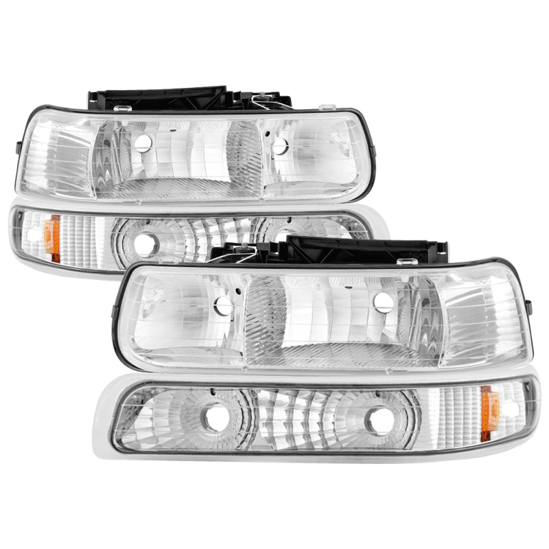 Xtune Chevy TahOE 00-06 Amber Crystal Headlights w/ Bumper Lights Chrome HD-JH-CSIL99-SET-AM-C-Headlights-Deviate Dezigns (DV8DZ9)