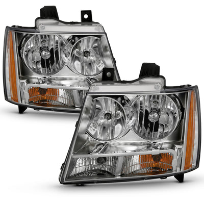 ANZO 2007-2014 Chevy TahOE Crystal Headlight Chrome Amber(OE)-Headlights-Deviate Dezigns (DV8DZ9)