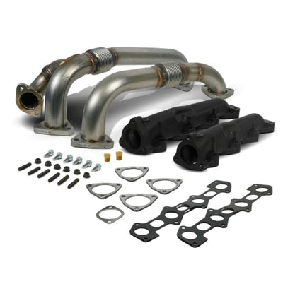 BD Diesel 08-10 Ford F-250/F-350/F-450/F-550 Powerstroke 6.4L Up Pipes Kit w/Manifold Set-Connecting Pipes-Deviate Dezigns (DV8DZ9)