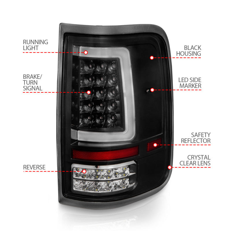 ANZO 2004-2006 Ford F-150 LED Tail Lights w/ Light Bar Black Housing Clear Lens-Tail Lights-Deviate Dezigns (DV8DZ9)