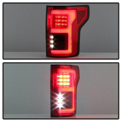 Spyder 15-18 Ford F-150 LED Tail Lights (w/Blind Spot) - Red Clear (ALT-YD-FF15015BS-LBLED-RC)-Tail Lights-Deviate Dezigns (DV8DZ9)