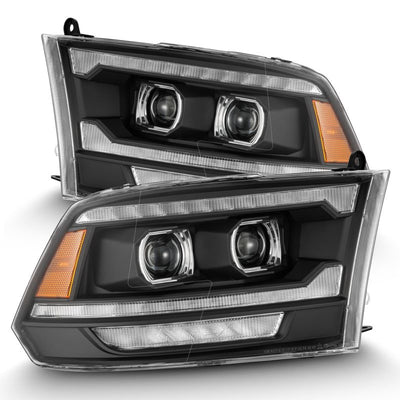 AlphaRex 09-18 Dodge Ram 2500 LUXX LED Proj Headlights Plank Style Blk w/Activ Light/Seq Signal/DRL-Headlights-Deviate Dezigns (DV8DZ9)